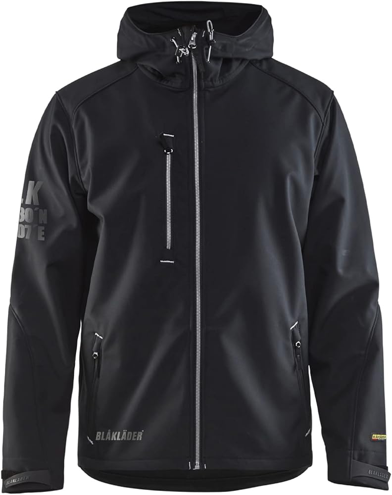 BLAKLADER Men's Pro Softshell Workwear Jacket with Hood 3-Layer